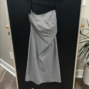 bebe Black and White Strapless Dress